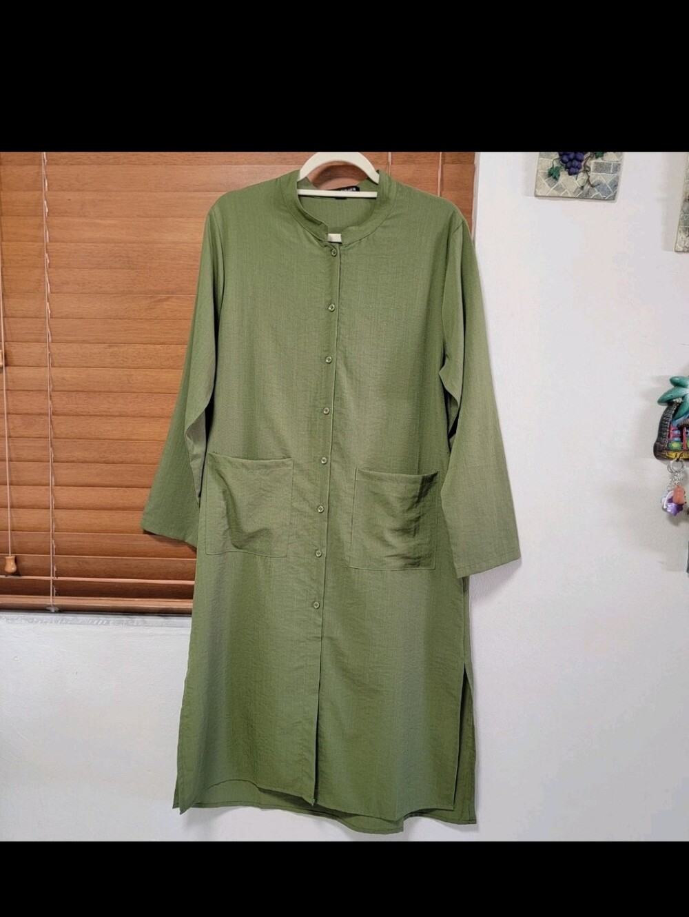 Eileen Fisher Tunic Washed Delave Green Long Shirt Mandarin Lagenlook XL